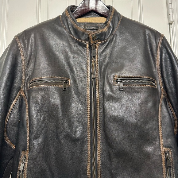 Marc New York Andrew Marc Distressed Heavy Moto Leather Jacket Mens Size XL - Picture 4 of 16